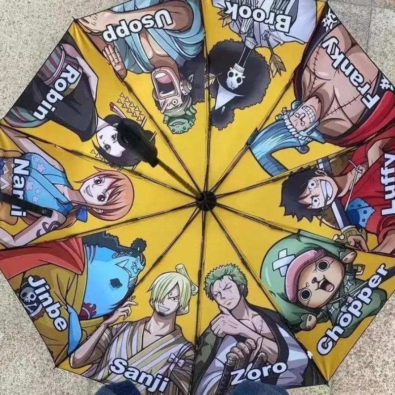 

New One Piece anime-related Luffy Nami Chopper Zoro Ten-bone automatic umbrella, creative and cool sun umbrella gift wholesale