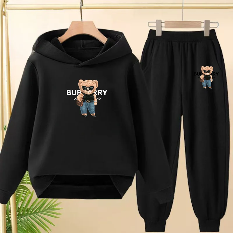 Children's Sports Hooded Sweatshirt and Long Pants Set.Both Boys and Girls Like Loose Sets Cartoon Sets for Children Aged 3 To13