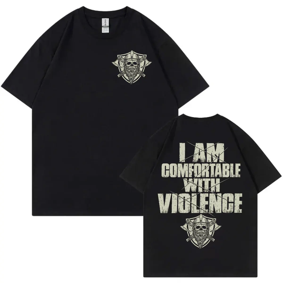 I Am Comfortable with Violence Funny Meme T Shirt Gothic Vintage Short Sleeve T-shirt Men Women Fashion Casual Cotton T-shirts