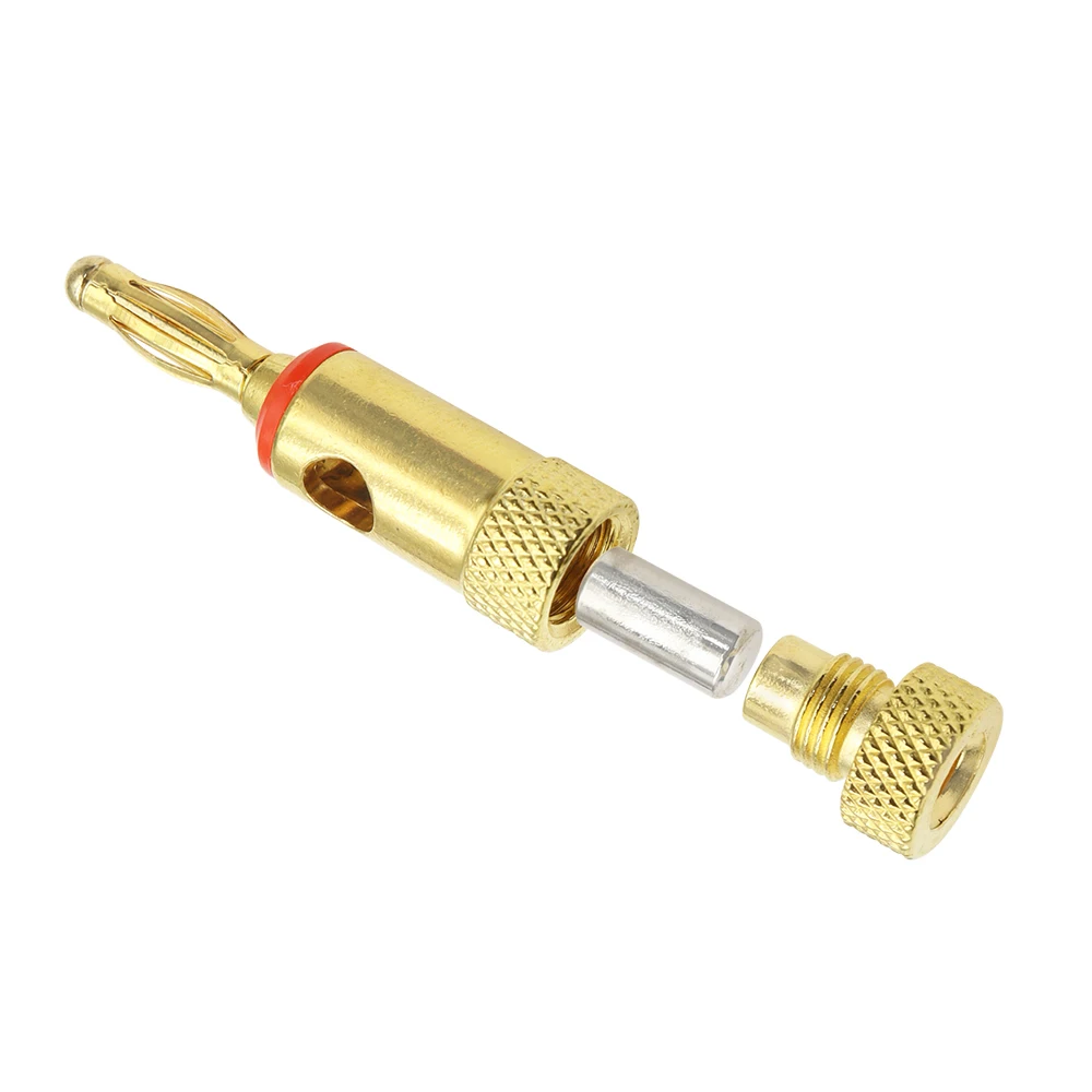 금속 랜턴 플러그 4mm 구리-금도금 바나나 플러그 비용접 고급 스피커 와이어 오디오 플러그