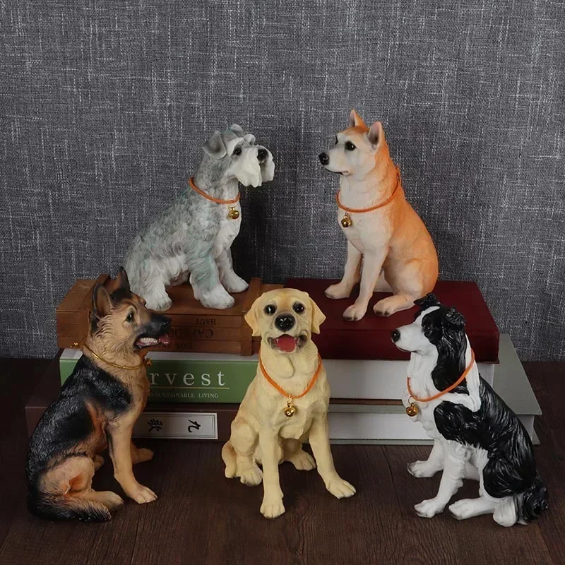 

Simulation Labrador Golden Retriever Shiba Inu Sculpture Ornament Modern Home Decoration Accessories Schnauzer Resin Statue Gift