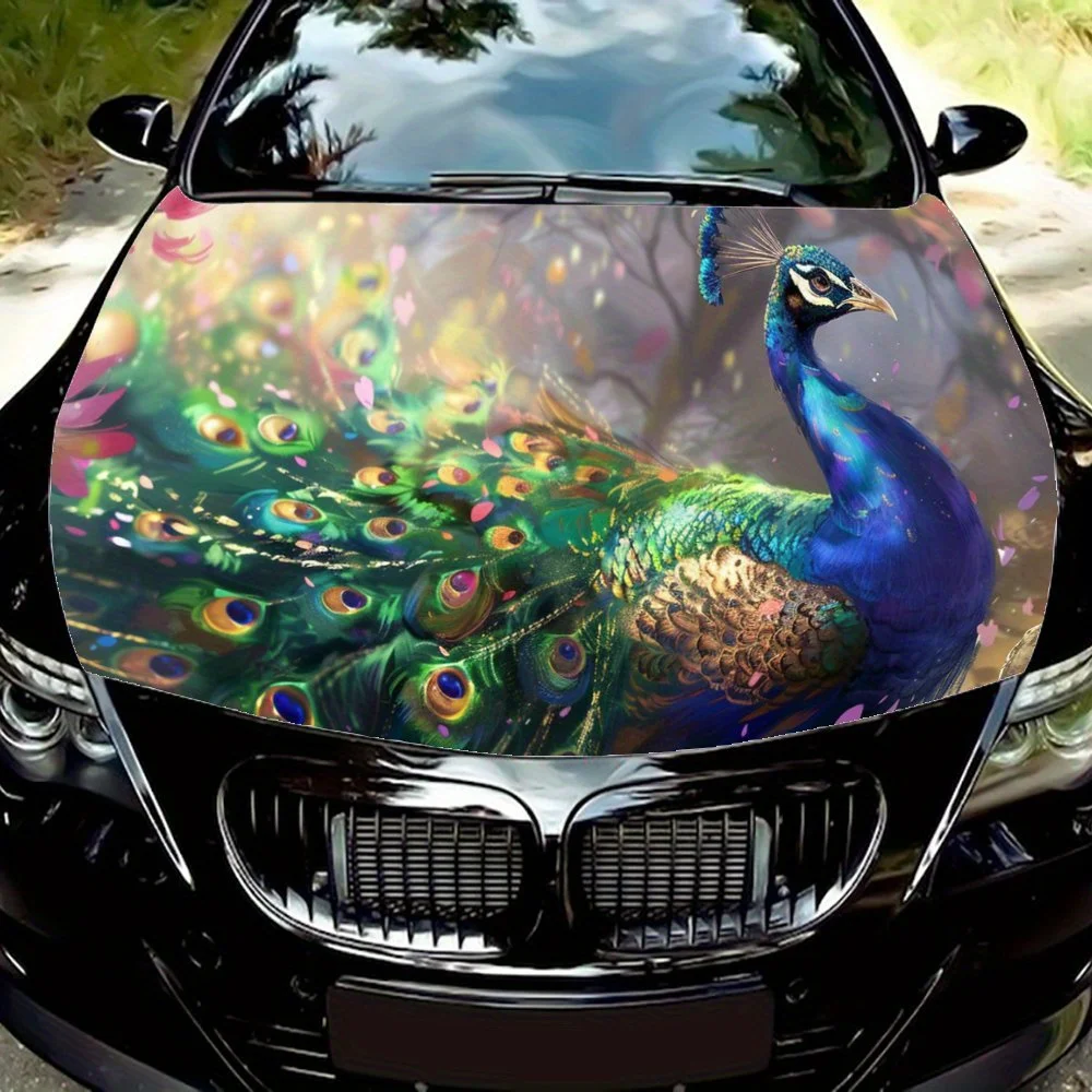 

Красочная и великолепная наклейка на капот автомобиля с принтом павлина, наклейка на кузов гоночного автомобиля General Motors, виниловая модификация, внешнее украшение