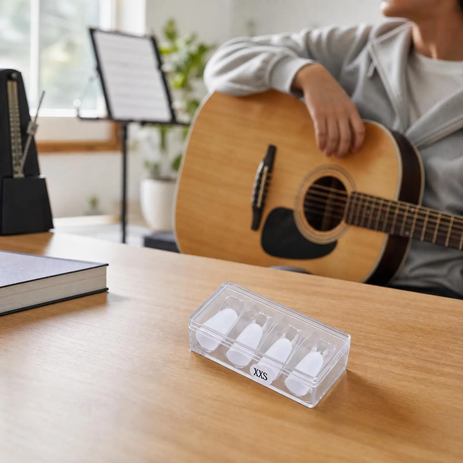 Reusable Guitar Finger Protector Silicone Fingertip Guard for Strumming and Fretting with Portable Case for Music Lessons