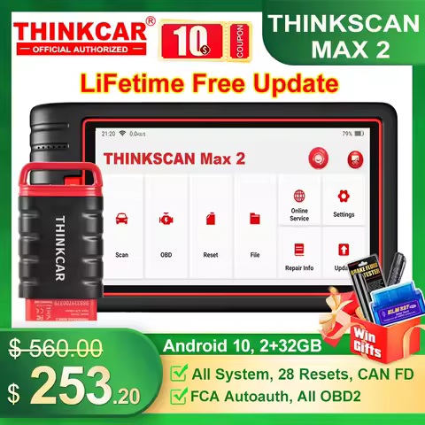 [Lifetime Free Update] THINKCAR ThinkScan Max 2 Car Diagnostic Tools Full system CANFD For GM 28 Reset Auto OBD2 Scanner TPMS