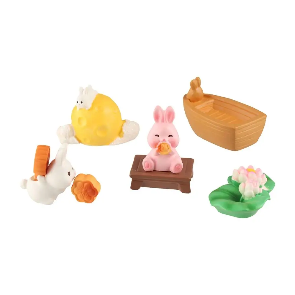Stile cinese Mid-Autumn Rabbit Decor Doll Rabbit/Mooncake Shape decorativo Mooncake Rabbit Statue Resin Mini