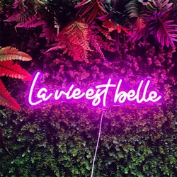 La Vie Est Belle Neon Sign for Coffee Office Room Wall Art Party La Vie Est Rose Neon Led Light Bedroom Decoration LED Neon Sign