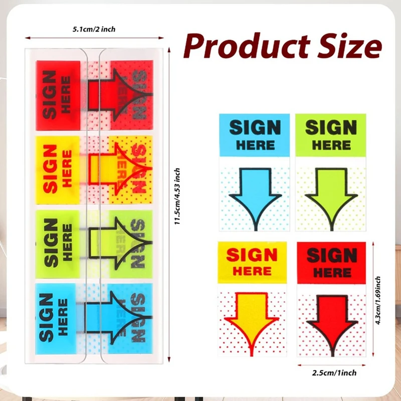 1000Pcs Sign Here Stickers,Labels Stickers Adhesive Sign Here Tabs Sign Post Here Flags For Home Office (4 Colors)