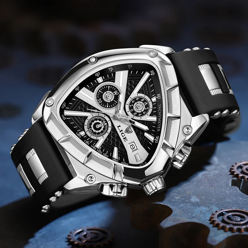 

LIGE модные мужские часы роскошные треугольные кварцевые часы мужские военные водонепроницаемые светящиеся наручные часы с хронографом Reloj Hombre