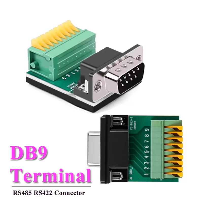 Solderfree DB9 RS485 RS422 Wire Connector 9PIN Quick Connect Terminal Adapter DB9 Male Female Welding-free Head Joint Adapter