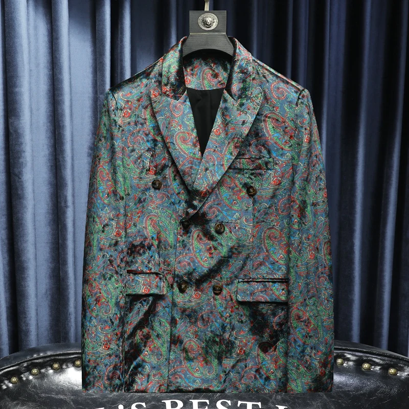 

Осенний корейский облегающий бархатный мужской костюм, высококачественный, модный, крутой и повседневный деловой костюм.