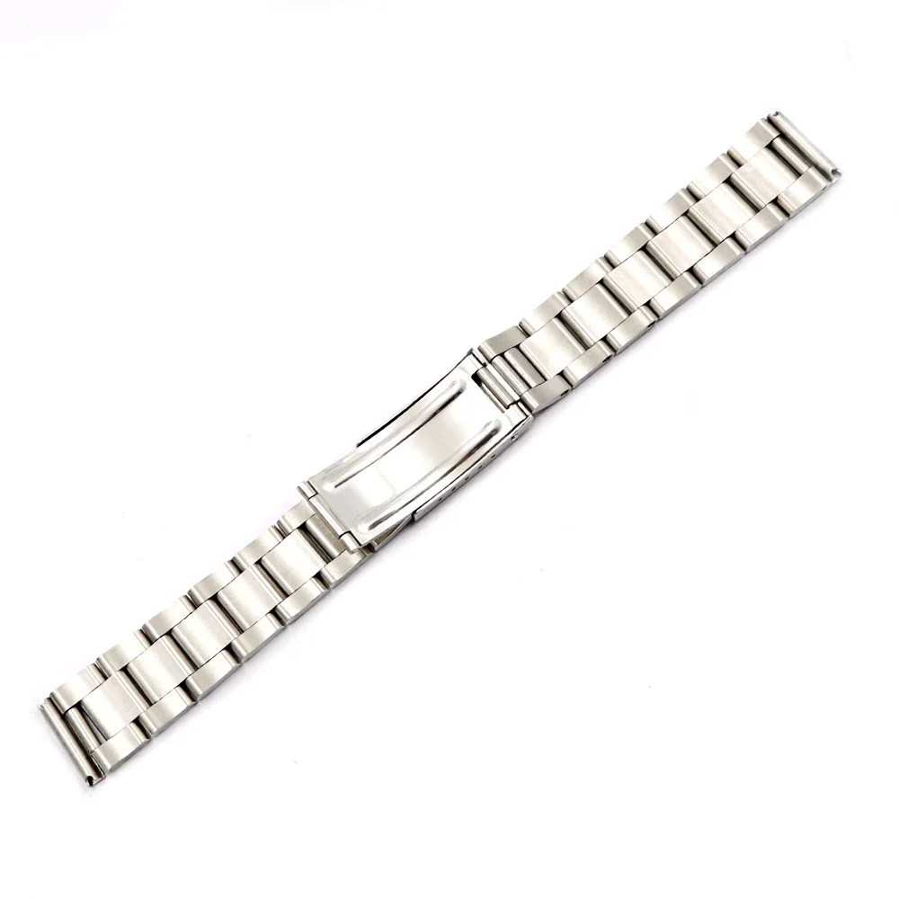 Rolamy Watch Band 18 19 20mm 316L Stainless Steel Silver Brushed Strap Old Style Oyster Bracelet Straight End