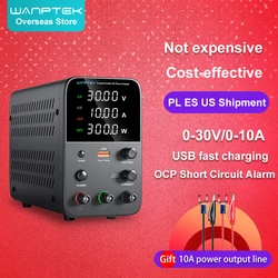 Wanptek Adjustable DC Power Supply 30V 10A 5A Lab Bench Power Source Stabilized Power Supply Voltage Regulator Switch 120V 60V5A