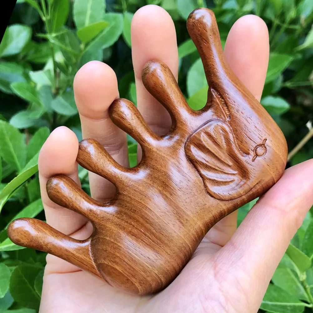 

Массажная расческа из сандалового дерева с широкими зубьями, расческа для ухода за кожей головы, инструмент для массажа волос в форме слона, антистатический массажер для кожи головы