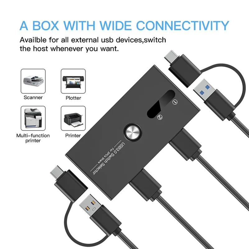 

AC56-обновление TYPE C + USB3.0 Переключатель 2 в 4 выхода Принтер Sharer Клавиатура и мышь/сканер USB C KVM SWITCH
