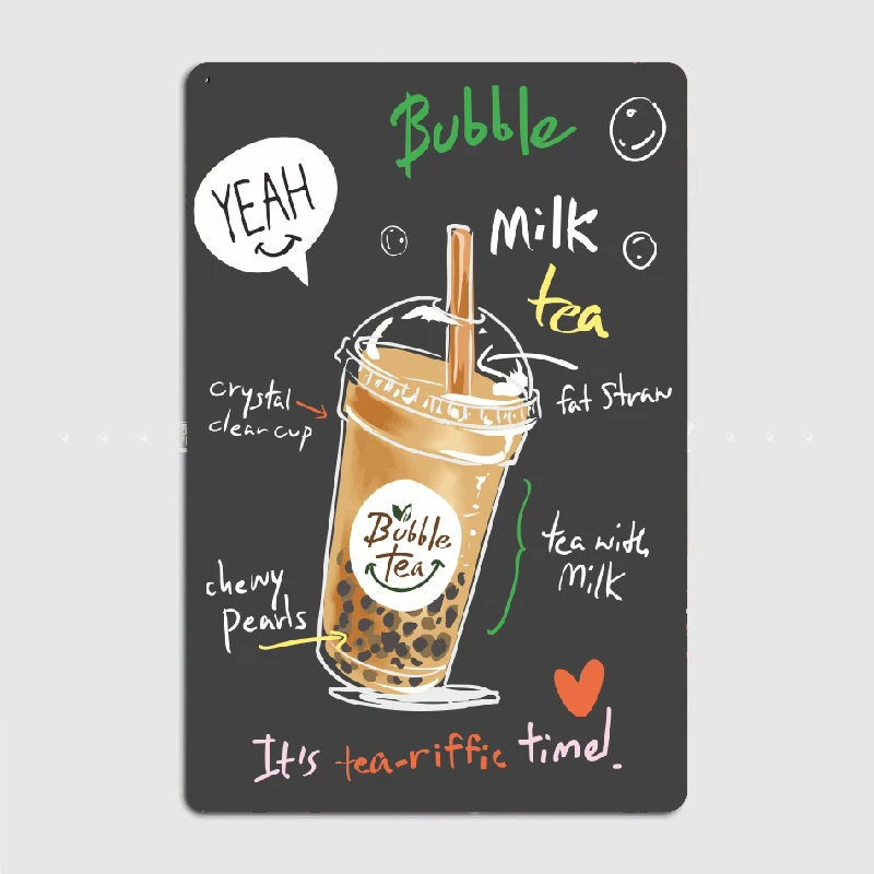 Bubble Mike Tea Flavor Yean Metal Sign Wall Decor Kitchen Customize Club Home Tin Sign Poster