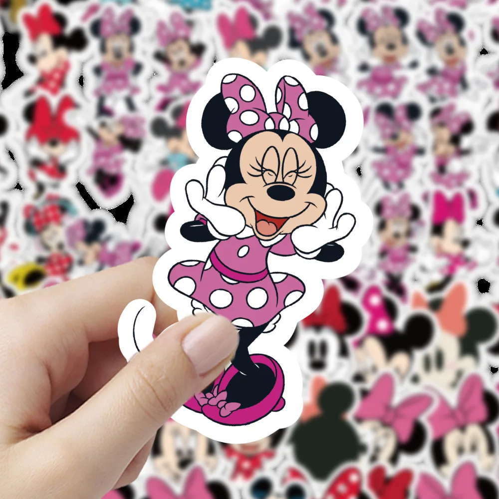 60PCS Disney Cartoon Minnie Mouse Stickers Cute Kids Toys Notebook Phone Fridge Bike Skateboard Wall Decals Waterproof Graffiti