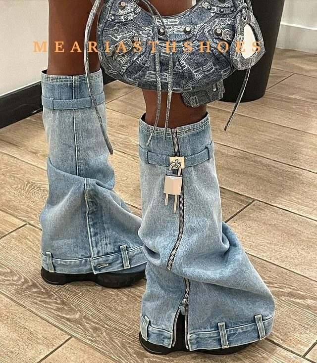 Szie 44 الأوروبية/الأمريكية الجديدة سميكة وحيد أحذية رعاة البقر القرش جولة رئيس الأحذية النسائية كبيرة طويلة برميل حزام مشبك أحذية نسائية