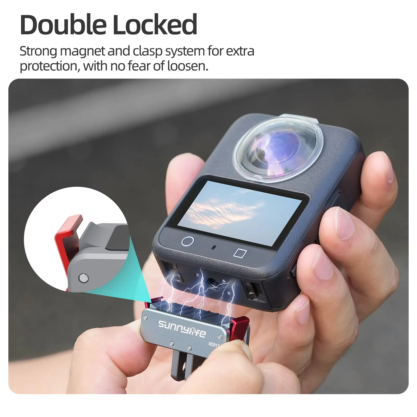 Adaptador magnético de liberação rápida de metal para dji osmo nano/360/action 5pro/4/3, montagem dobrável, acessório de extensão de tripé para capacete de bicicleta