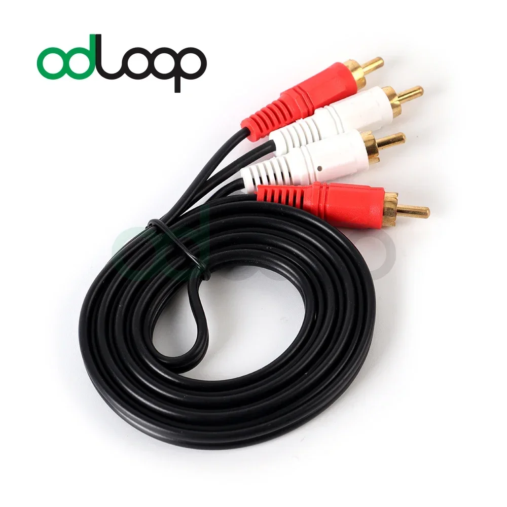 

ODLOOP Dual 2 RCA Cable Stereo Audio Cord Male To Male Connector Cable Black