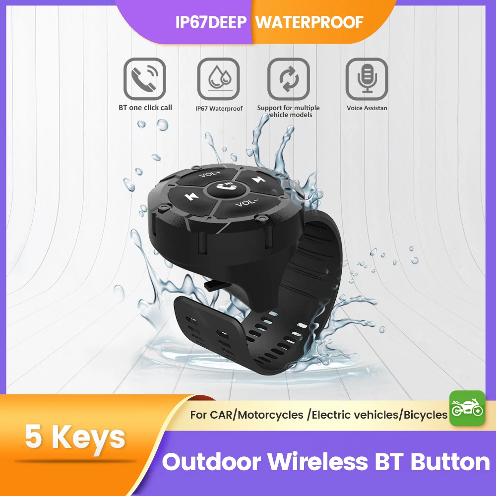 Electronics Accessories 5 Keys Wireless BT button For Car For Motorcycle For Electric veguckes IP67 Waterproof Voice Assistant