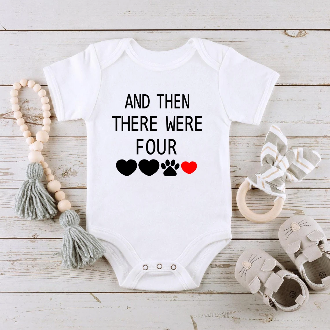 Pregnancy Announcement Infant Bodysuits And Then There Were Four Print Baby Romper Newborn Shower Gift Baby Coming Soon Jumpsuit