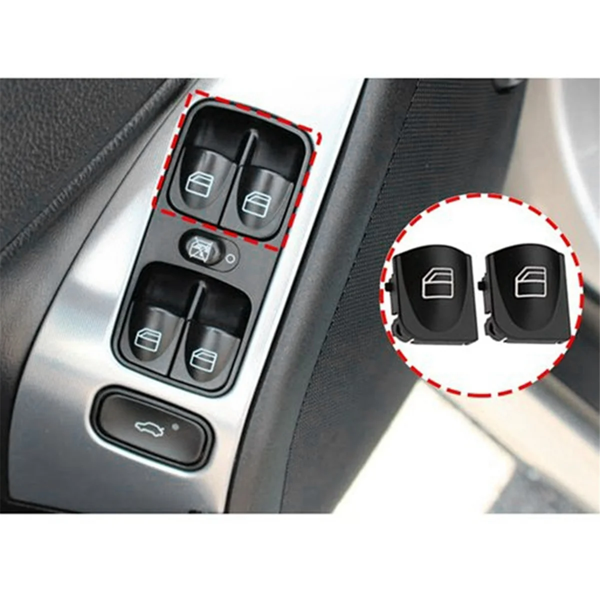 2pair Window Switch Button Covers for Mercedes Benz W203 W208 C Clk Class Front Window Switch Repair Button Capscar