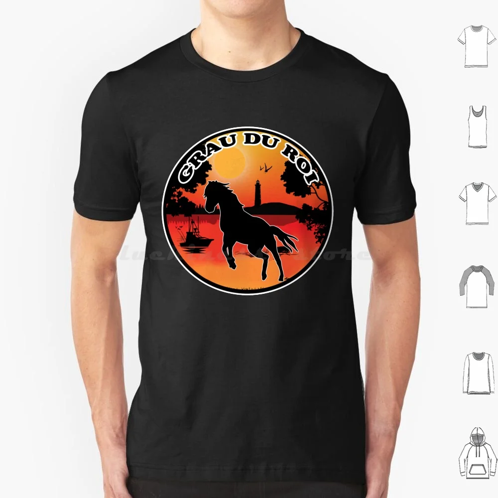 تي شيرت غروب الشمس King Camargue Grau تي شيرت للرجال والنساء والأطفال 6xl Camargue Grau Du Roi صورة ظلية كامرج هورس كامرج جنوب أوف