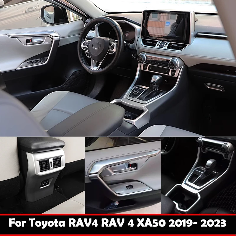 

L/RHD For Toyota RAV4 RAV 4 XA50 2019-2023 ABS matte silver window swtich ACvent gear shift panle steering wheel handle cover