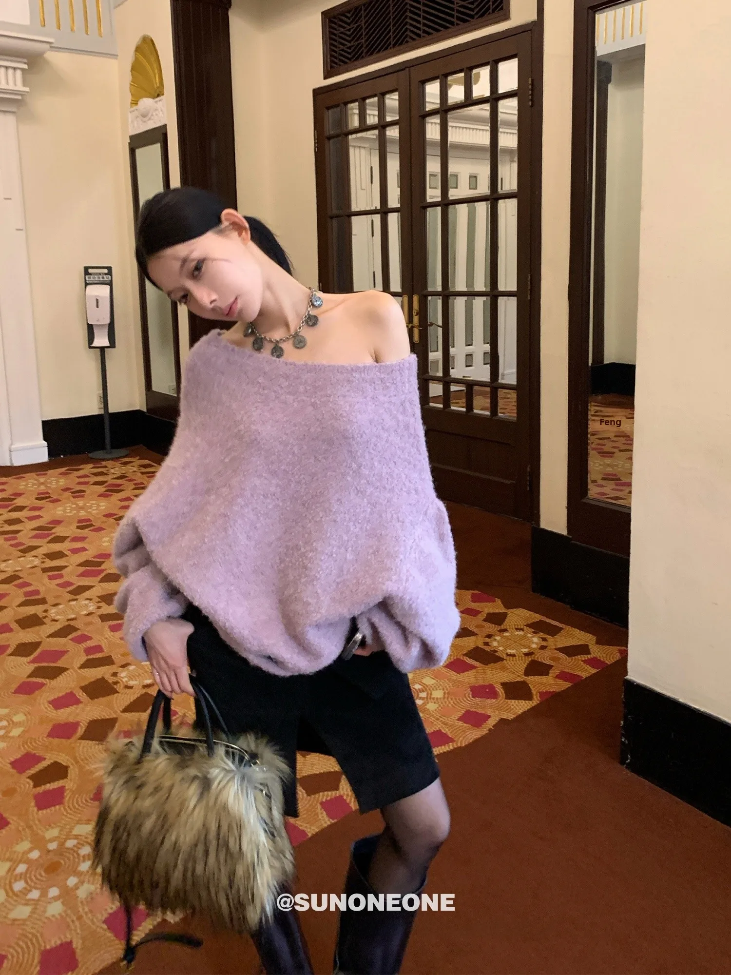 

Шерстяной свитер SUONE женский осенне-зимний, на одно плечо, свободный, длинный, оверсайз, для повседневной носки, чистый шерстяной, для электронной коммерции