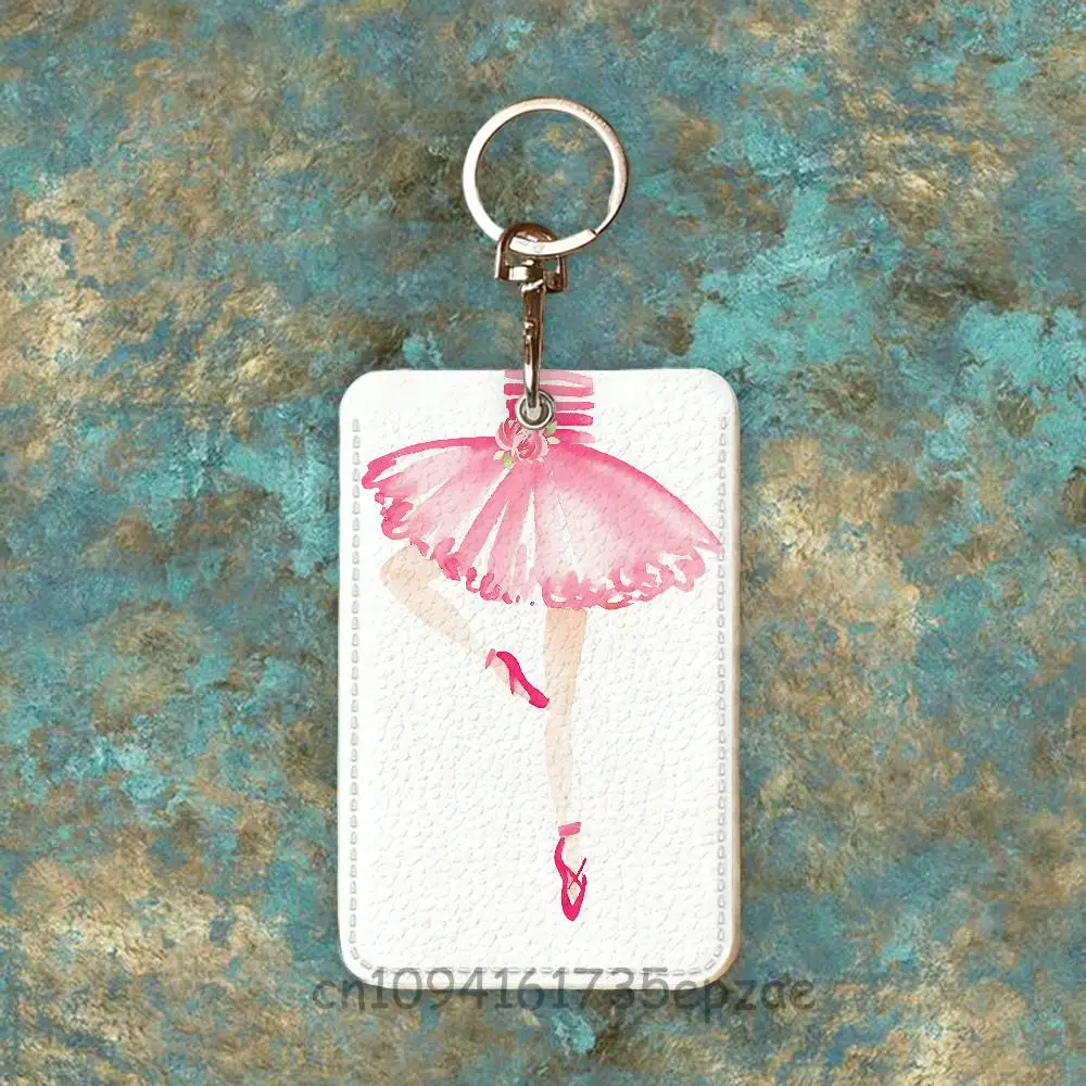 Queer Ballet Art Print Custom Access Card Case Leather Card Holder Keychain Key Ring Transportation Card Case Gifts