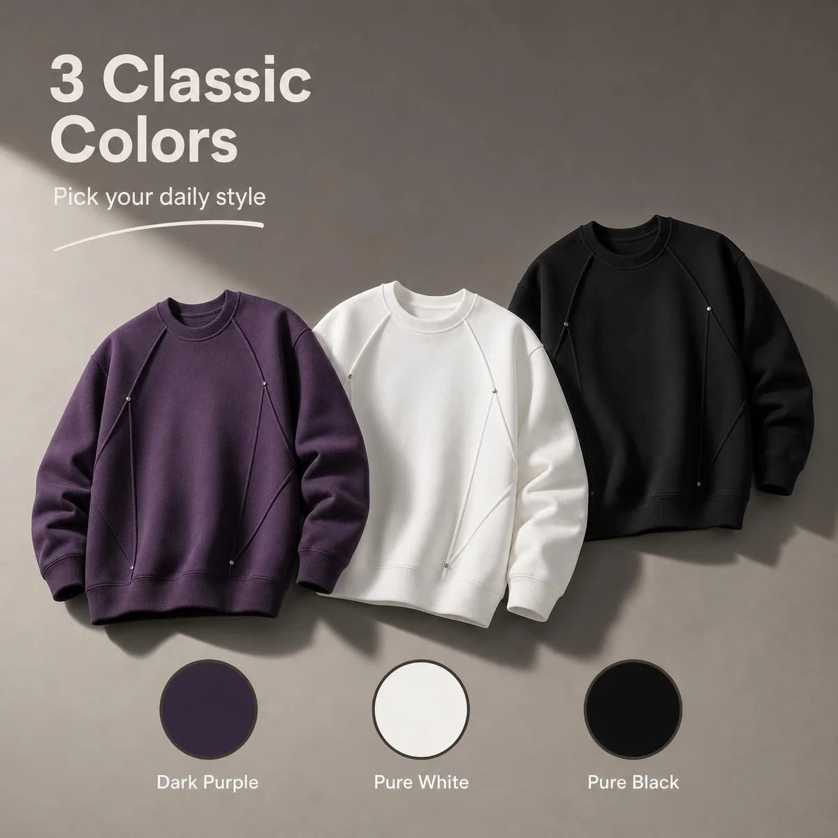Men Autumn Winter Sweatshirt, Fleece Lined Thick Pullover Crew Neck Undershirt, Long Sleeve Plus Size Trendy Casual Tops