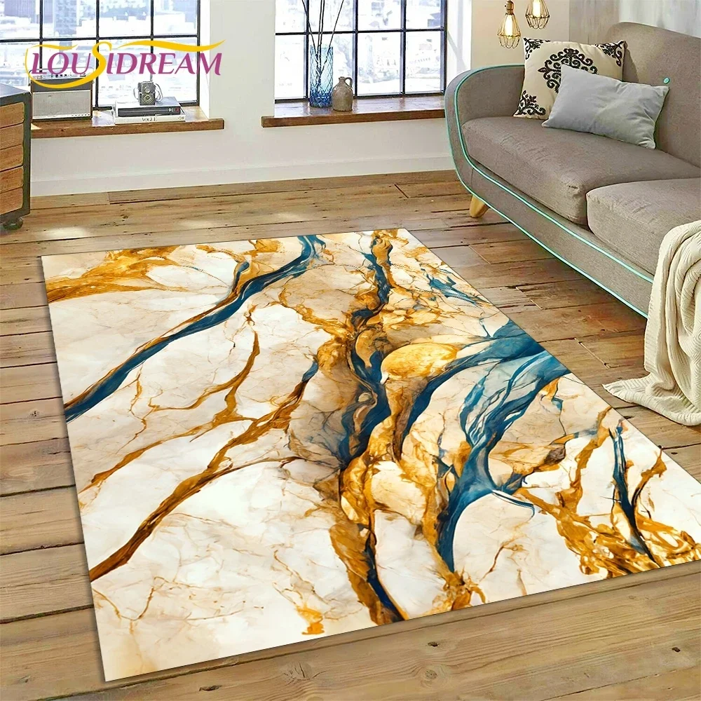 Luxurious Green Gold  Colour Marble Dream Carpet Rug for Bedroom Living Room Sofa Decoration,Children Game Large Decor Floor Mat