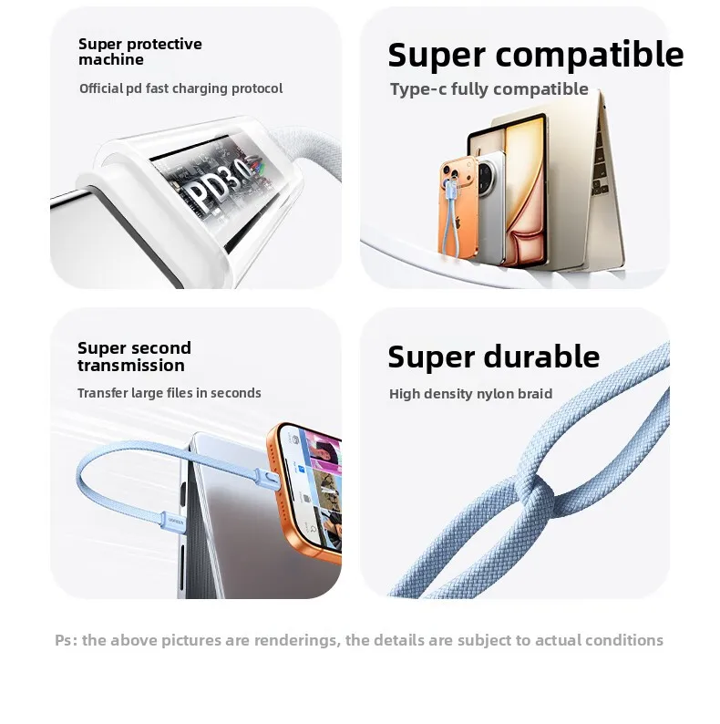 UGREEN Portable Lanyard USB Type C To Type C Cable PD Fast Charging Data For Apple iPad iPhone 17 16 Mobile Phone Tablet Android