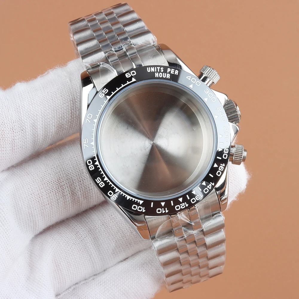 

Корпус часов 40 мм, серебристый, с сапфировым стеклом, полированный, с ремешком Oyster, для кварцевого механизма VK63 VK64, циферблат 29 мм, корпус для хронографа Daytona.