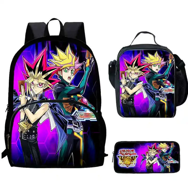 

Anime Game Yu Gi Oh Child Backpack with Front Pocket,Lunch Bags,Pencil Bags for Aged 5-10 Cartoon Backpack Boys Girls,Best Gift