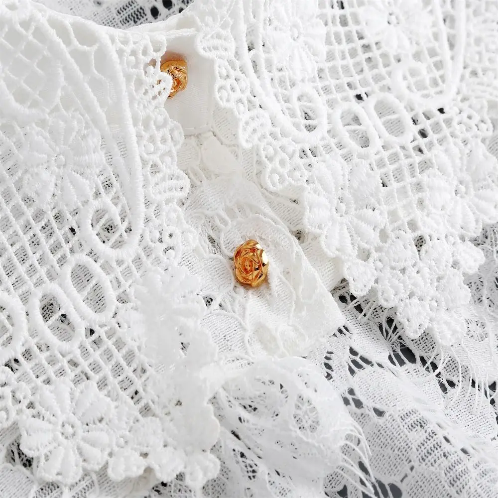 かわいいレース日焼け止めショールシフォン花柄偽襟服アクセサリー女性