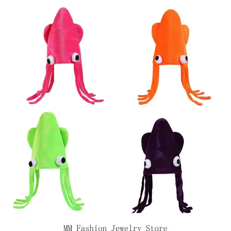 D0UB Creative Cuttlefish Headpiece For Themed Parties Music Festival Celebration Headgear Hat for Adult Costume Accessory