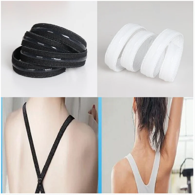 10mm 50 Yards Silicone Black And White Non-Slip Polyester Elastic Band For Lingerie, Sheath Dresses, Gowns, Sportswear Non-Slip