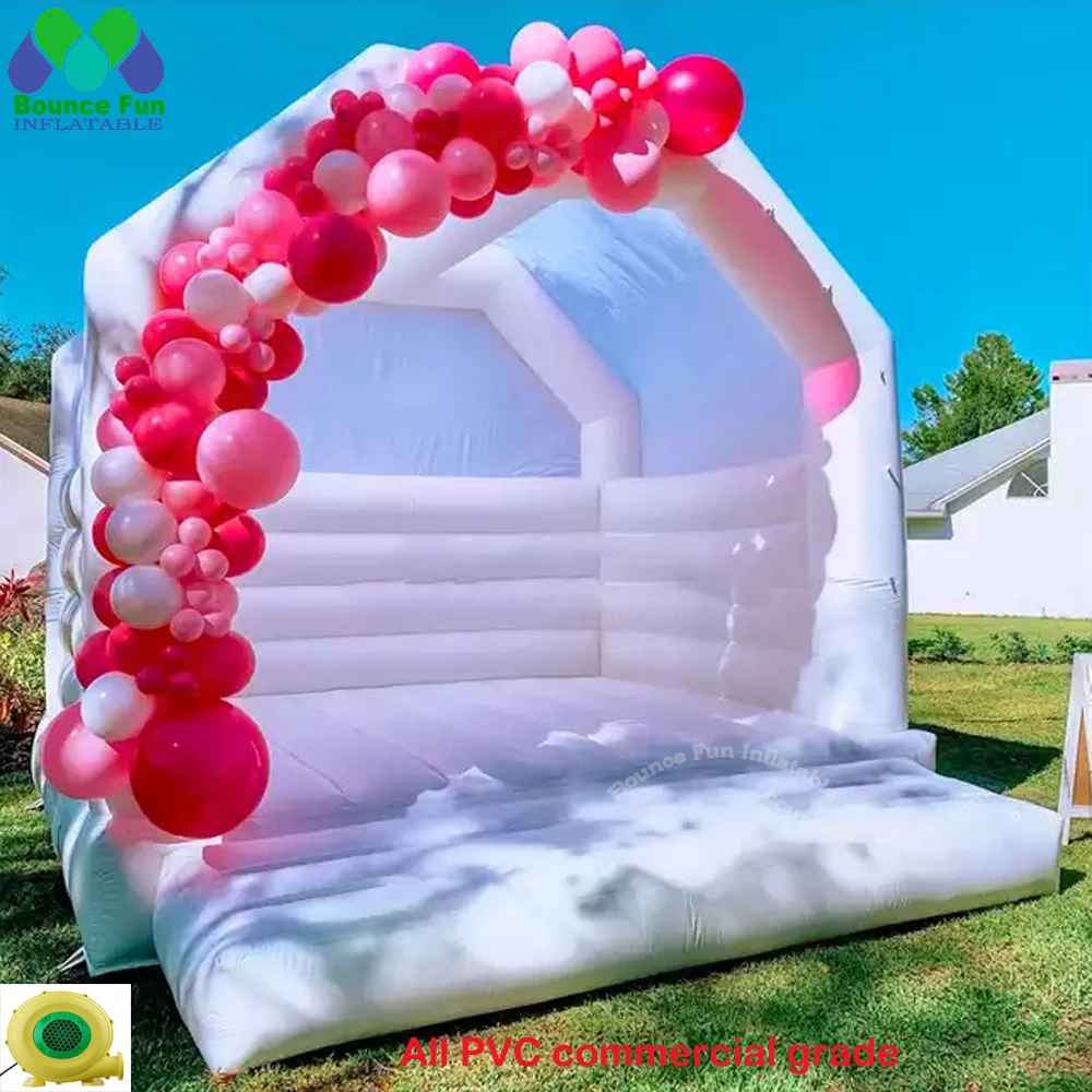 

Happy Time Wedding Party Supply White Inflatable Bouncer Moon Bounce House Bouncing Jumper Bouncy Castle For Kids Adults