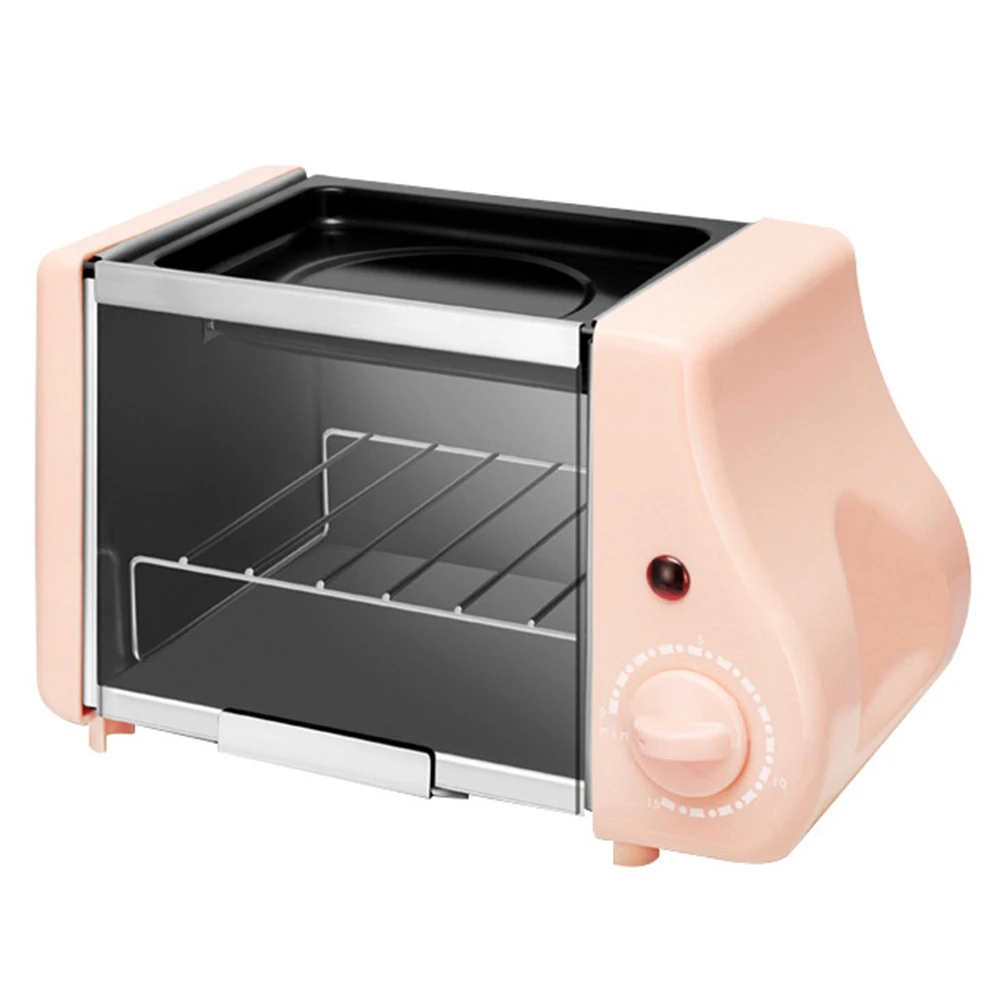 

Mini Electric Oven Roast Grill Toaster Cake Baking Machine Steak Fried Eggs Omelette Frying Pan EU Plug Pink