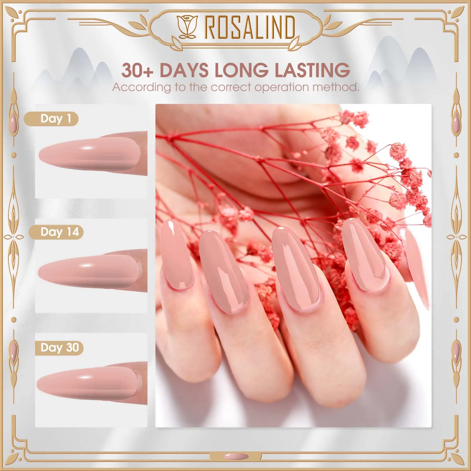 ROSALIND Smalto per unghie rosa Set da 6 pezzi Lampada UV Vernici semipermanenti Soak Off Matt Top Coat Effetto per Nail Art Design Nail Gel