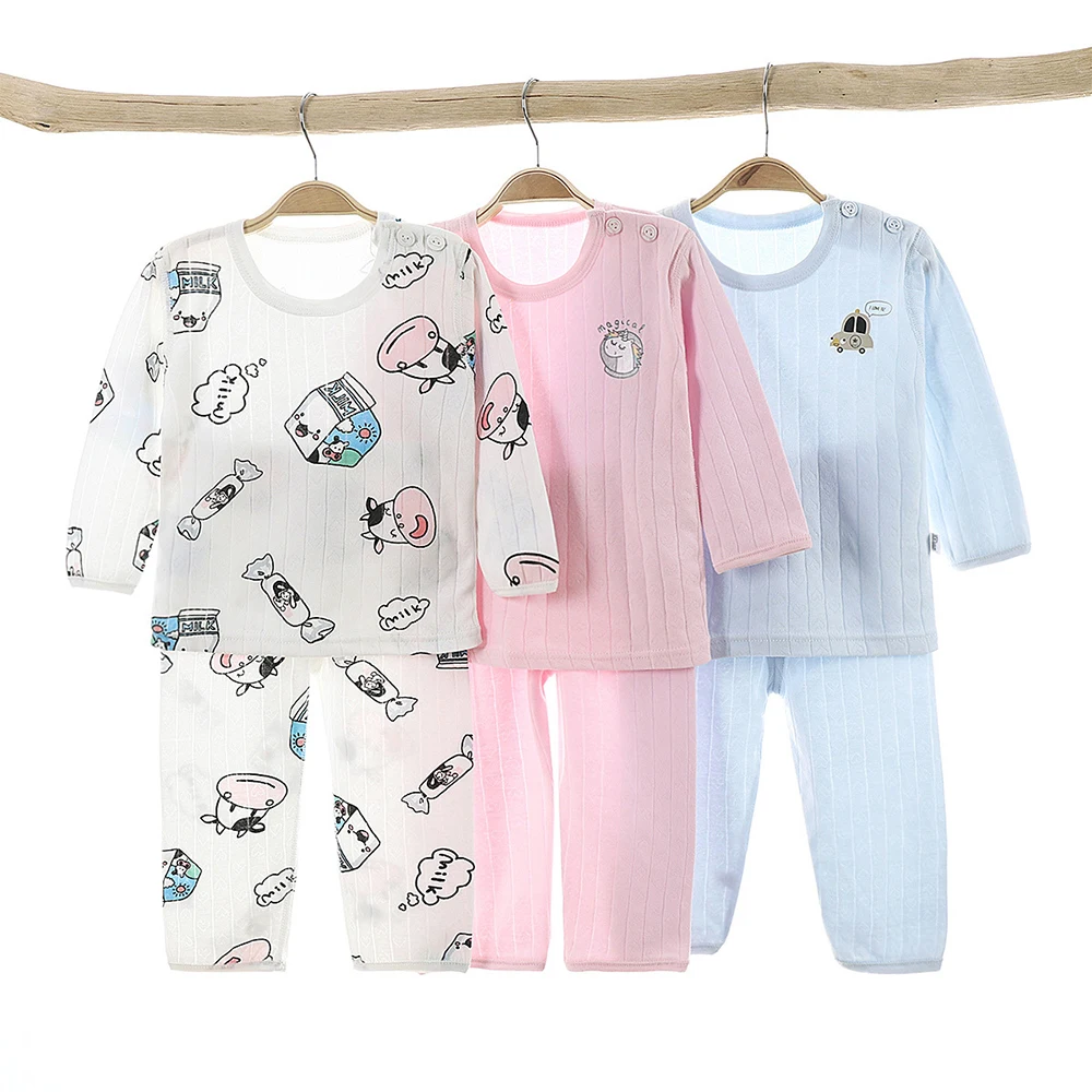 Children's Home Clothing Set s Spring Autumn Cotton Boneles  Air-conditioning Clothing Boys Girls Summer Pajamas 1-3 Years