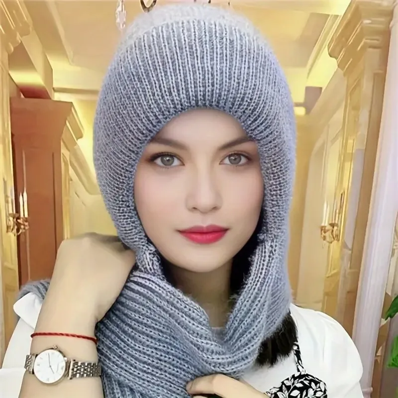 

Winter Outdoor Knitted Hat and Scarf Set for Girls Warm Ear Protection Riding Windproof Style Perfect for Christmas Easter Gift