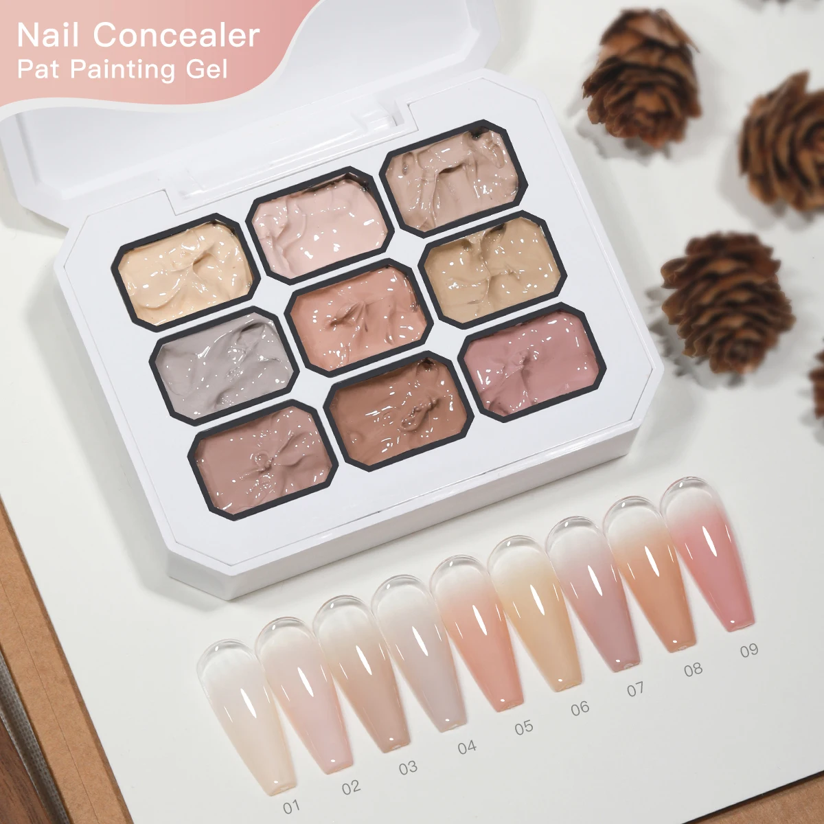 AS 9 Farben Pat Painting Gel Nagellack-Set, Blooming Transfer Design UV LED Soak-Off Gel Lack, Farbverlauf Pat Gel Palette Kit