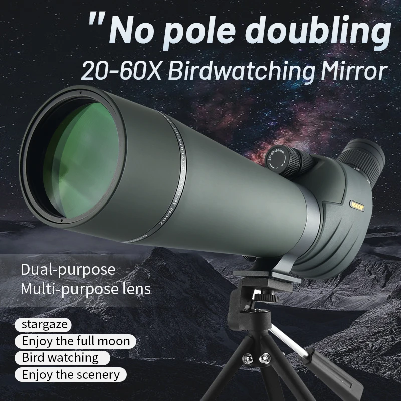 20-60x80 Zoom Spotting Scope HD Monocular High Magnification Waterproof Telescope W/Table Tripod For Birding Hunting Traveling