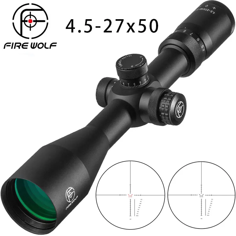 4.5-27X50 Tactical Rifle Optic Scope Sight with Fully Multi-green Coated Optics for Archery Hunting