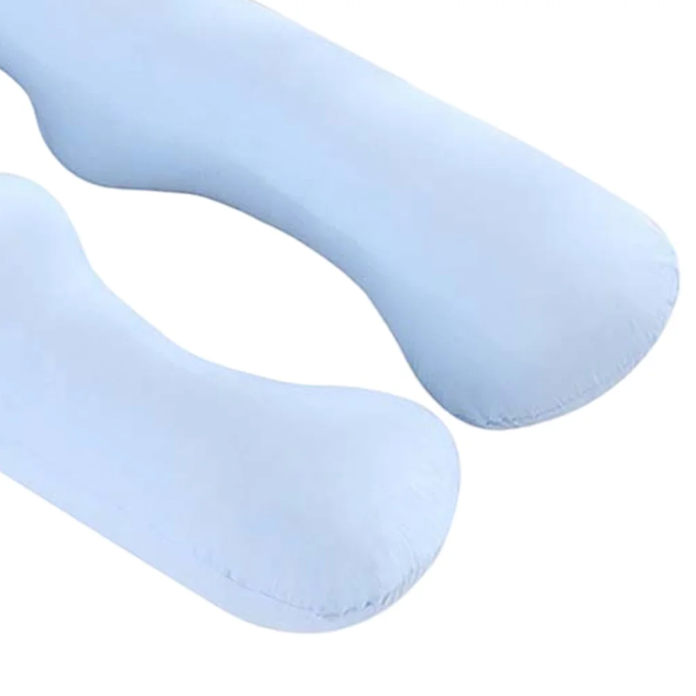 1개입 U자형 임산부 베개 커버 하늘색 다기능 수면 지원 허리 및 허리 통증 완화 모든 사람들에게 적합