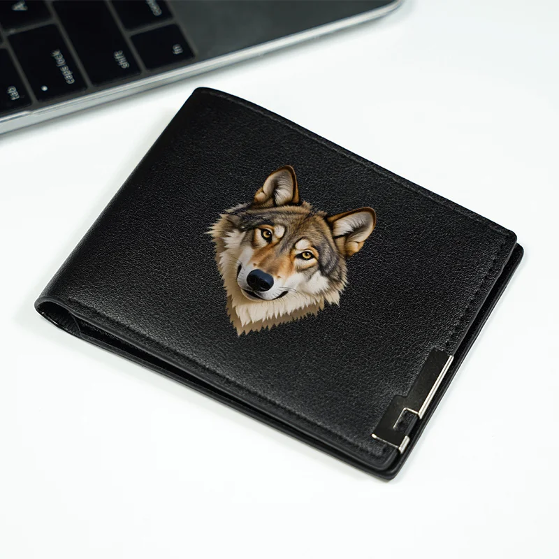 Wolf Head Design PU-Leder-Geldbörse für Herren, schmal, Business-Mode, kompakt, langlebig, leicht, für den täglichen Gebrauch