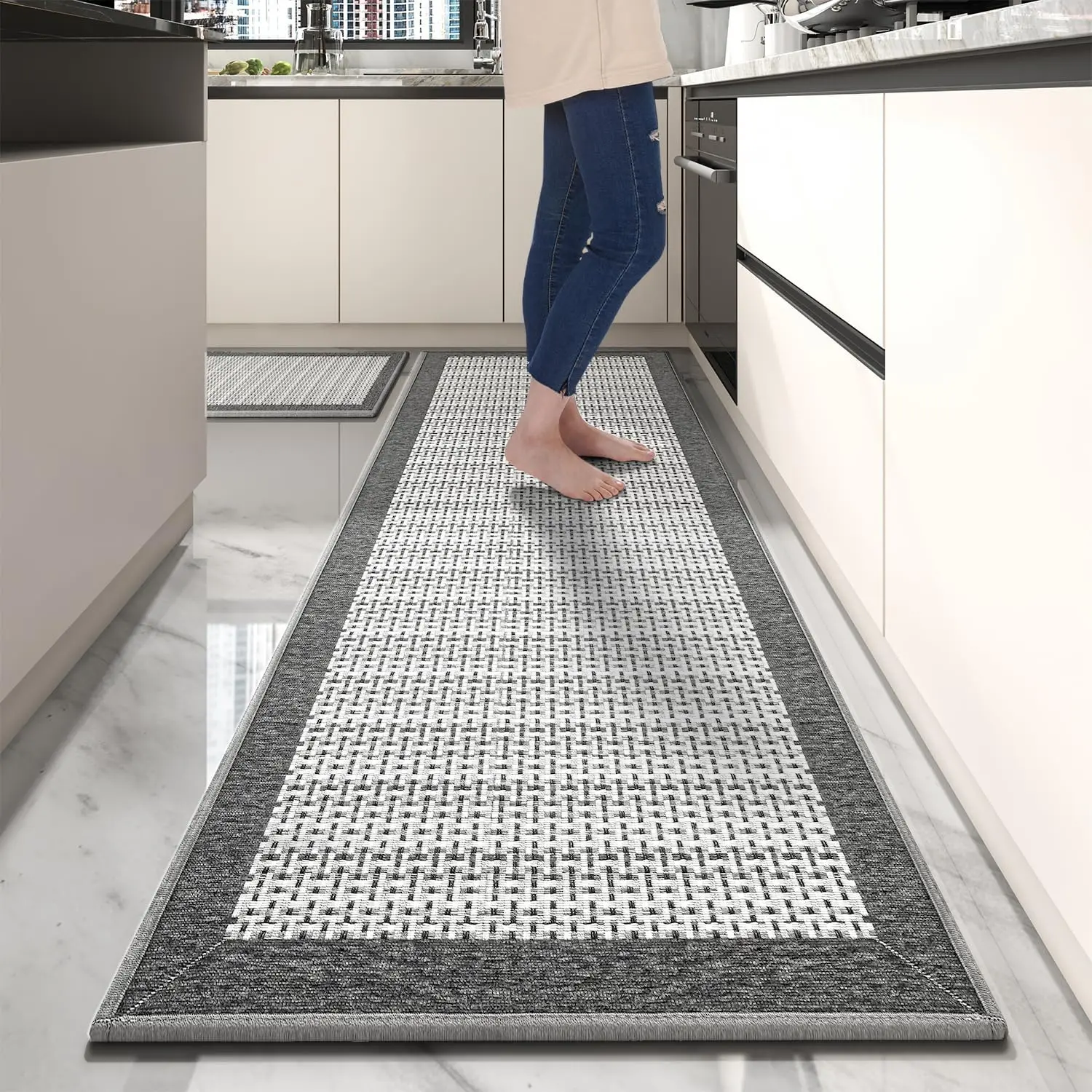 

Non-Slip Kitchen Rugs Set of 2 - Extra Large Runner and Small Mat, Washable Absorbent Floor Mats for Sink Area