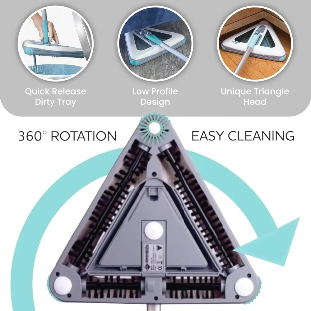 مكنسة خفيفة الوزن لتنظيف زوايا بلاط الخشب الصلب للسجاد القصير لمدة 30 دقيقة